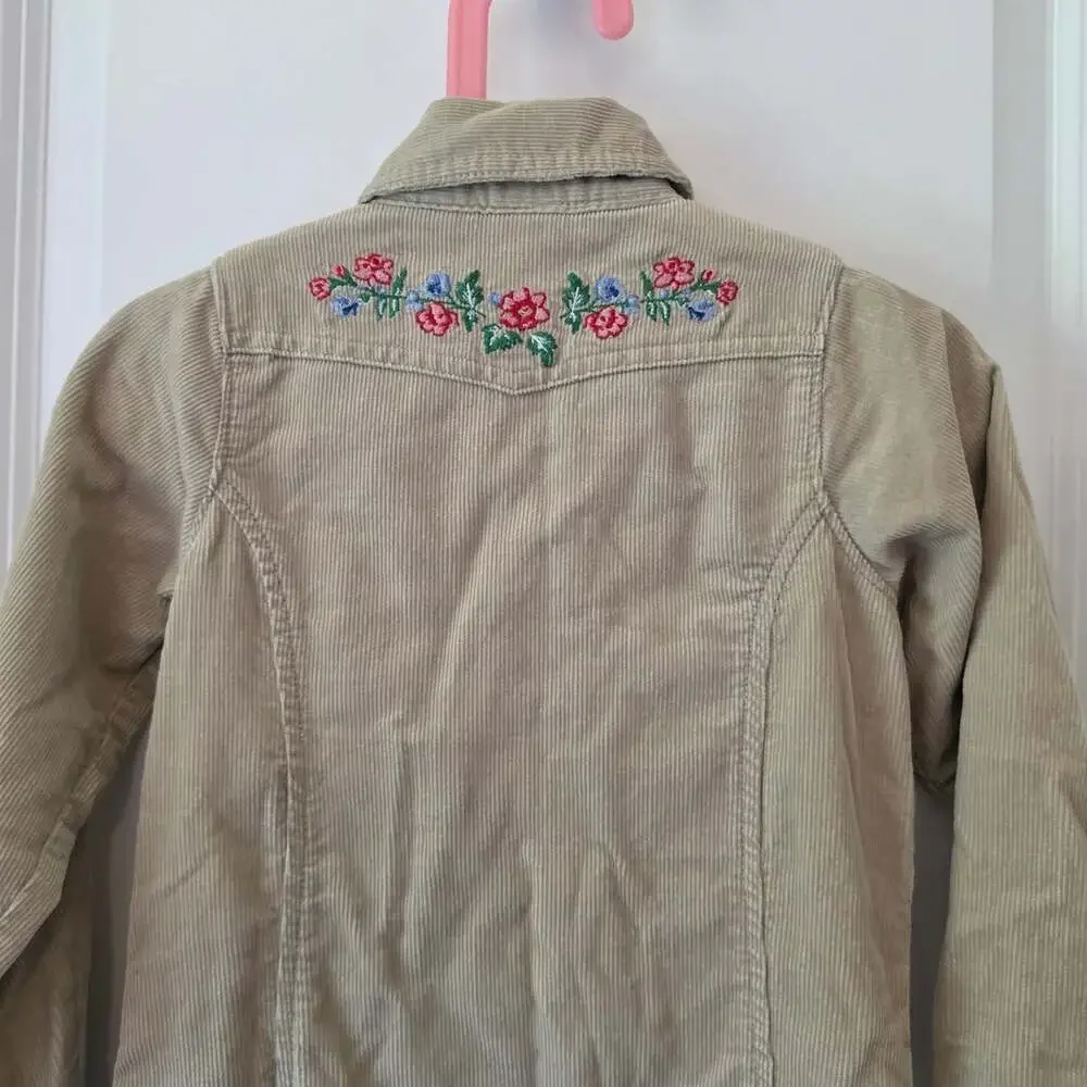 Vintage OshKosh B’Gosh Girls 5 Corduroy Dress Floral Embroidered Western Y2K